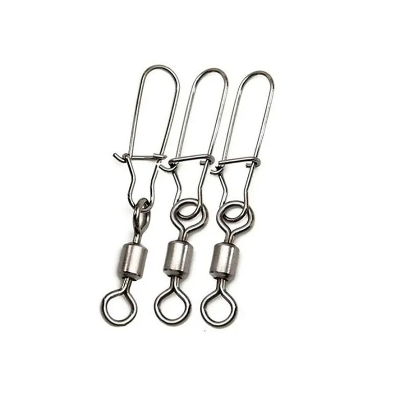 

10PCS 2# 4# 6# 8#10# 12#14# Stainless Steel Fishing Connector Pin Bearing Rolling Swivel Snap Pins Fishing Tackle Accessories