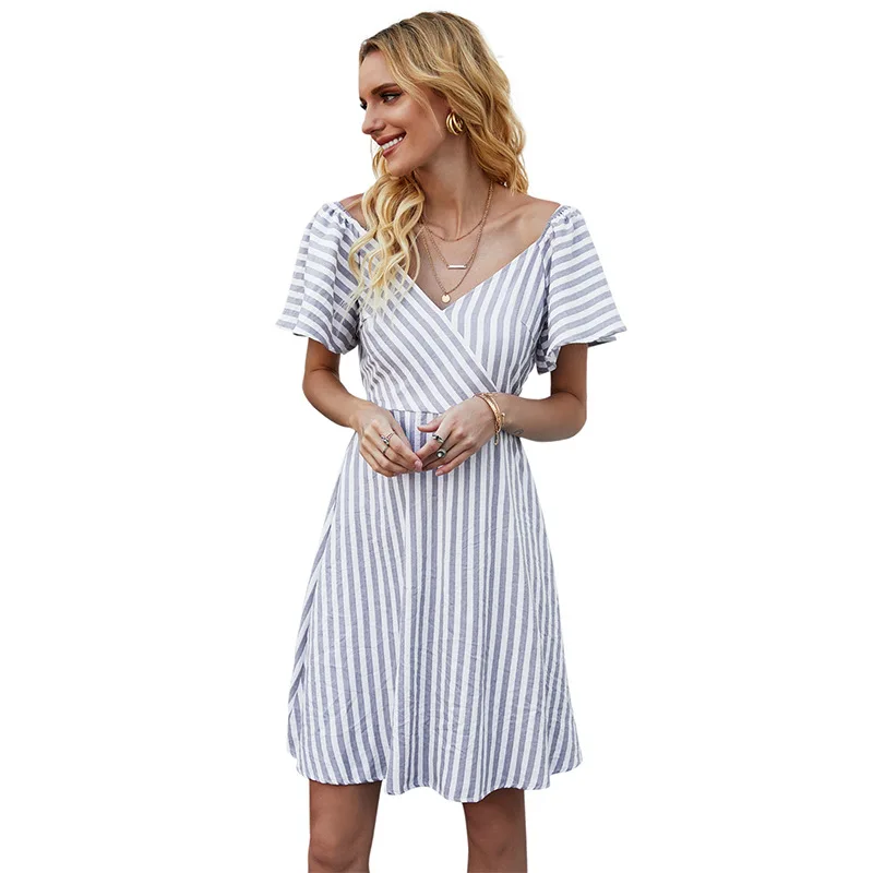 

pyjamas women Striped Short-Sleeve Dress