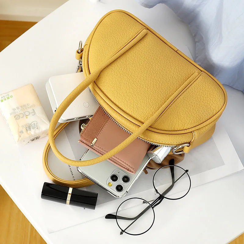 Brand Luxury Soft PU Leather Handbags Women Bags Circular Designer Top-handle Bag Female Shoulder Crossbody Bags Ladies Purse