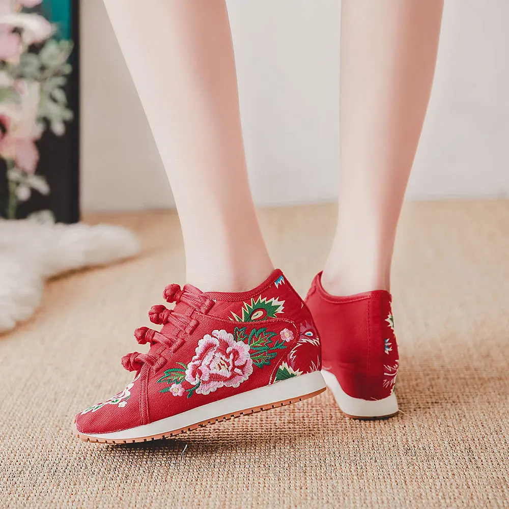 Veowalk/Новинка Сезон весна Женская обувь на плоской платформе с цветочной вышивкой