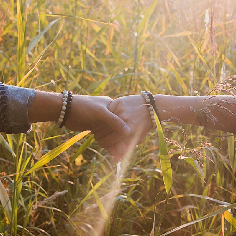 Пара браслет/Парные браслеты для женщин и мужчин Черный белый с бусинами из