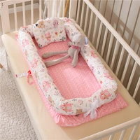 portable crib without quilt baby nest bed with pillow travel bed infant toddler cotton cradle newborn baby bed bassinet bumper
