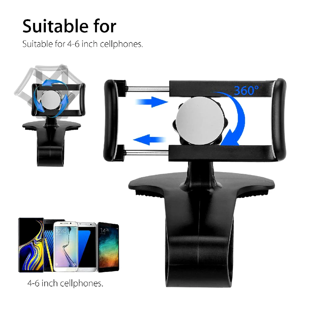 Car Cell Phone Holder Dashboard Mount Stand 360 Rotation Universal GPS Display Bracket For iphone Xiaomi Samsung Huawei | Автомобили и