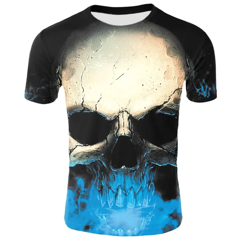 

Skull 3D printing horror skull T-shirt Cool cool T-shirt Gothic style Punk T-shirt Retro T-shirt 3DT shirt men