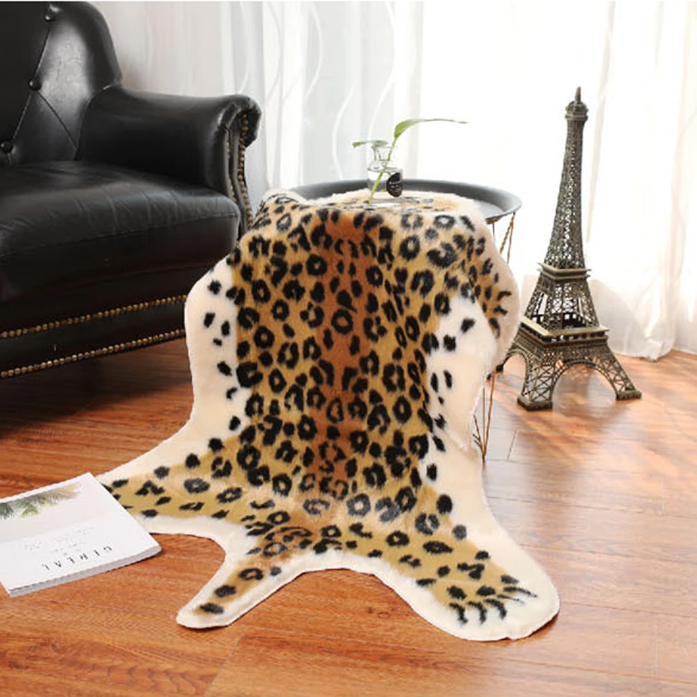 Bedroom Non Slip Tiger Printed Photography Props Coffee Table Carpet Home Decor Mat Faux Skin Area Rug Washable Long Plush Soft | Дом и сад