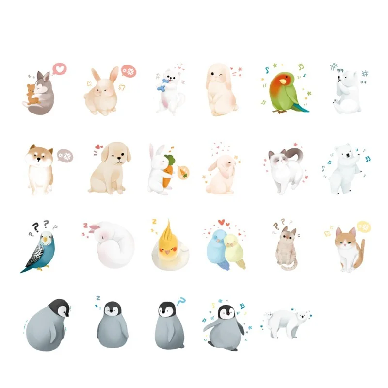 

46 Pcs/box Cartoon Warm Little Animals Sticker Package DIY Diary Bullet Journal Decoration Sticker Vintage Album Scrapbooking