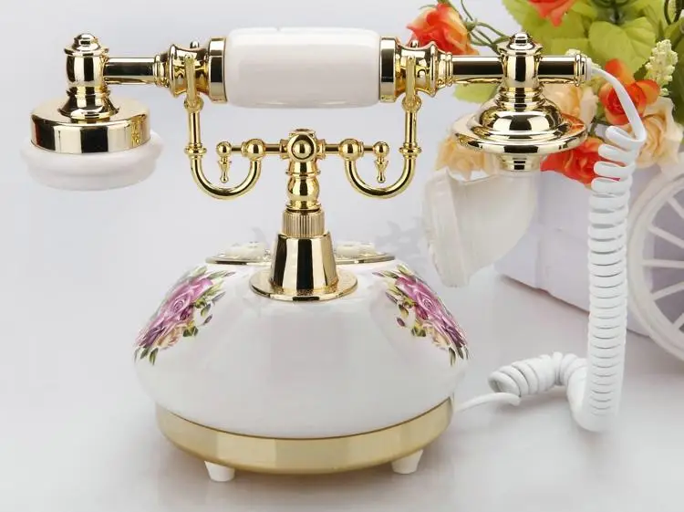 white antique telephone corded landline home phones vintage classic ceramic home telephone antique home office art shops gift free global shipping
