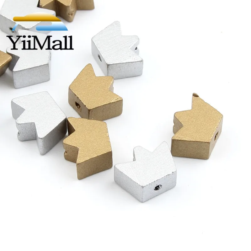 Бусины в форме короны из натурального дерева для самостоятельного изготовления