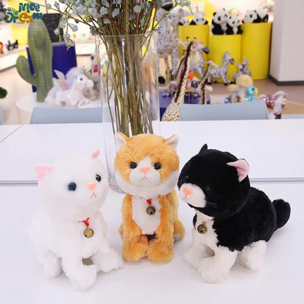 

Electronic Pets Robot Cat Kids Plush Toy Sound Control Interactive Bark Stand Walk 8 Movements Plush Cellucotton Christmas Gift