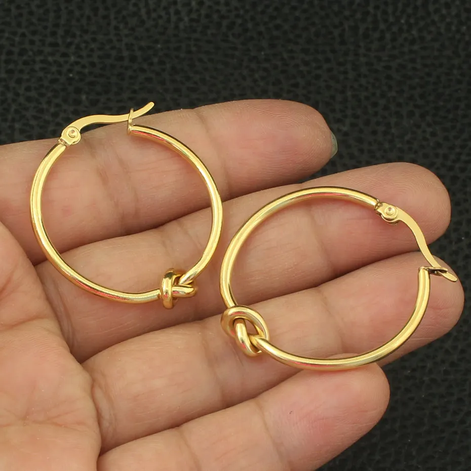 Серьги кольца золотистые женские простые ювелирные украшения из нержавеющей