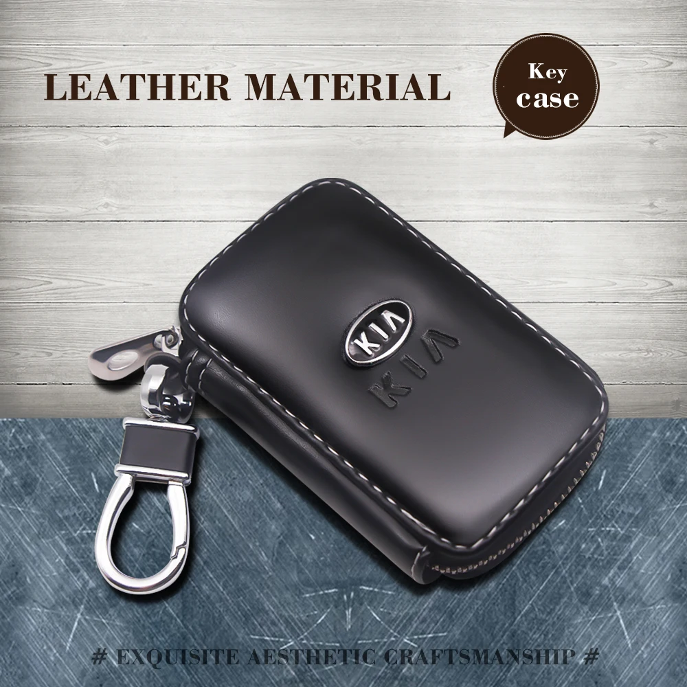 

Leather Key Wallets Zipper key Bag Car Key Holders Buckle Key Case Housekeeper Hold For Kia Motors Cerato Sportage R K2 K3 K5