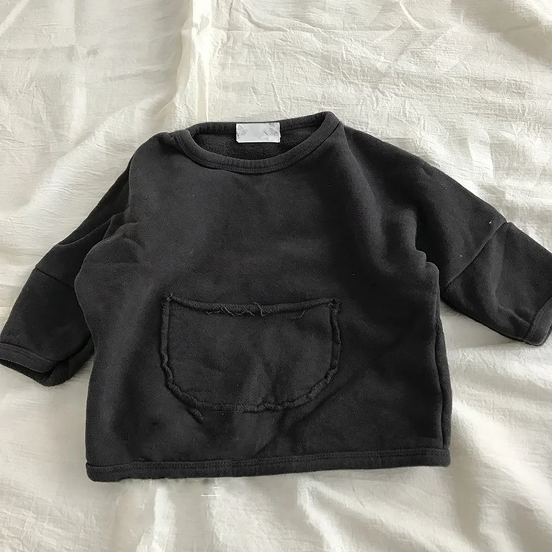 

2021 children's clothing autumn boys and girls' pocket sweater top
