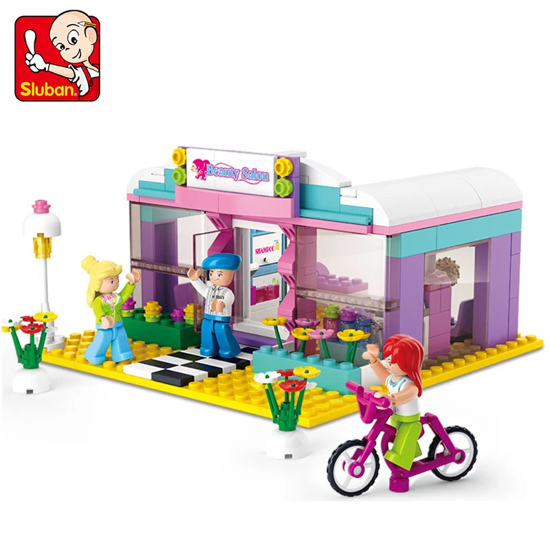 

Sluban Pink Dream Series Building Blocks Assembled Model Bricks Kid Toy Girl Birthday Gift 243pcs B0526 Hairdressing Beauty Shop