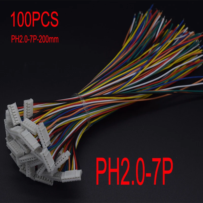 100PCS Micro JST PH 2.0 7PIN Male Female Plug Connector With Wire Cables 200mm