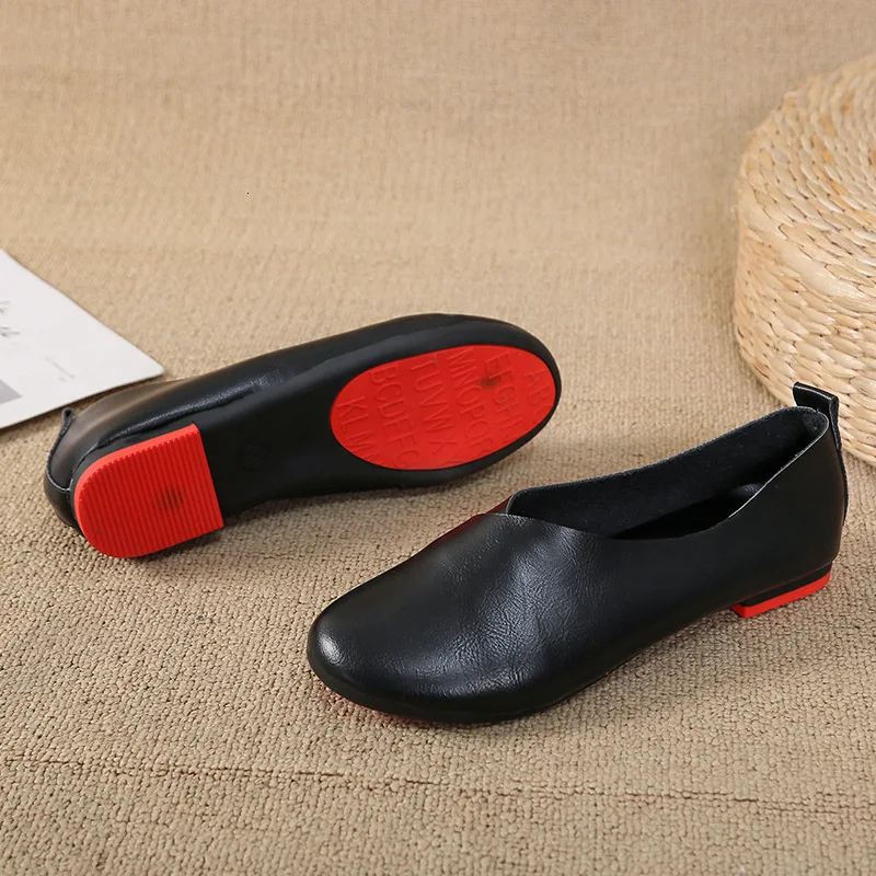 Spring Autumn Women's Casual Shoes Flats Slip-on Female Loafers PU Leather Round Toe Comfortable Lady Footwear Shallow Big Size