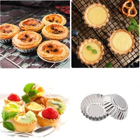 10pc egg tart aluminum cup cake pudding cookie molds flower shape reusable baking tool thickened baking cup chrysanthemum plate