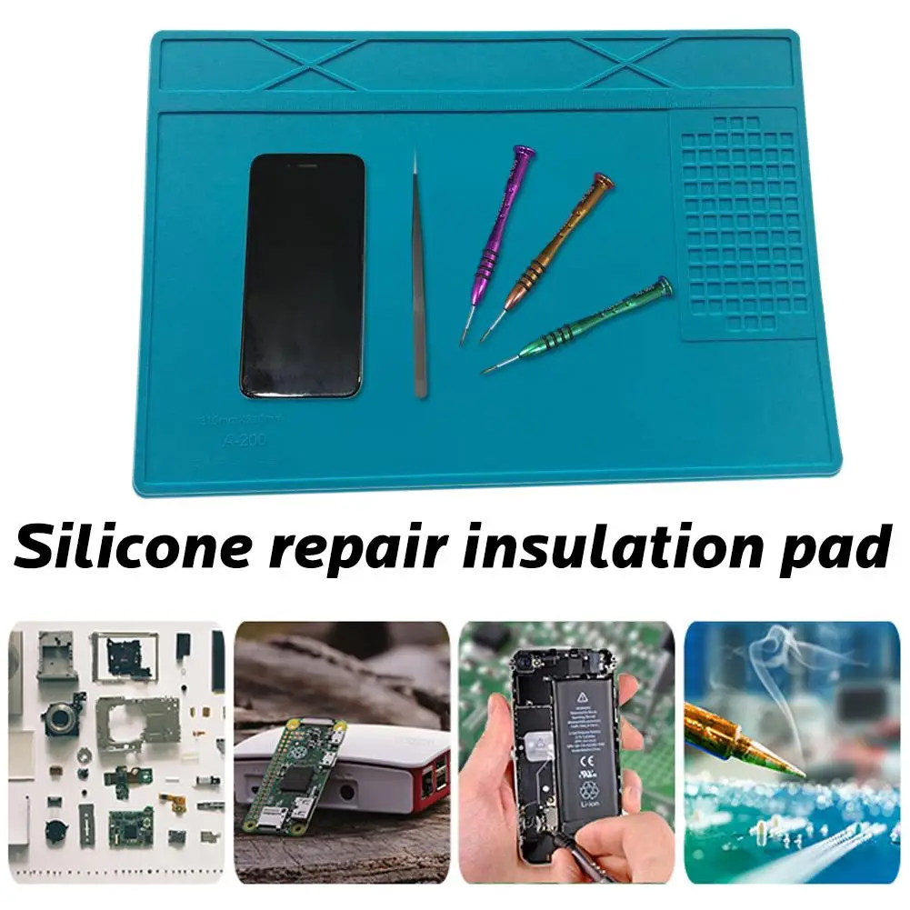 

Силиконовый ремонтный Теплоизоляционный рабочий коврик 310*210 мм, паяльная станция, Настольный коврик, платформа для ремонта