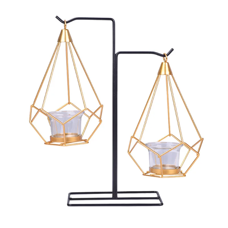 

Creative Nordic Simple Candle Holders Multifunctional Home Decoration Ornaments Geometric Golden Glass Candlelight Dinner Gifts