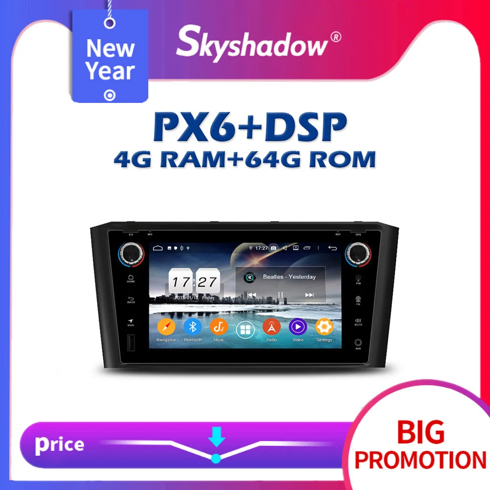 Автомобильный DVD плеер PX6 DSP IPS TDA7851 Android 10 4G + 64G Wifi RDS радио GPS карта Bluetooth 5 0 для Toyota