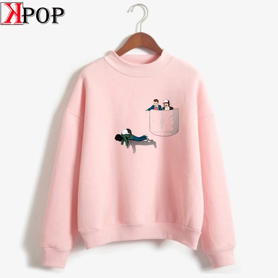 

Stranger things Fashion High Collar Sweatshirt Casual Kpop Turtleneck Harajuku Sweatshirt 2019 New Arrival Popular Clothes