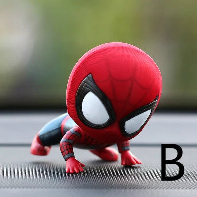 B Украшение автомобиля Мультфильм Весна встряхнуть головой для Мстителей Человек-паук игрушка украшение кукла декор для автомобильной приборной панели аксессуары - Название цвета: B
