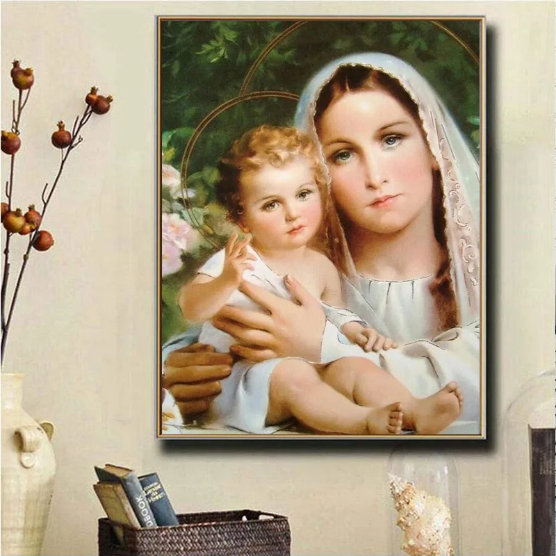 5d DIY Diamond Painting Religion Icons Mosaic Cross Stitch Family Embroidery Art Accessories For Living Room  Дом и