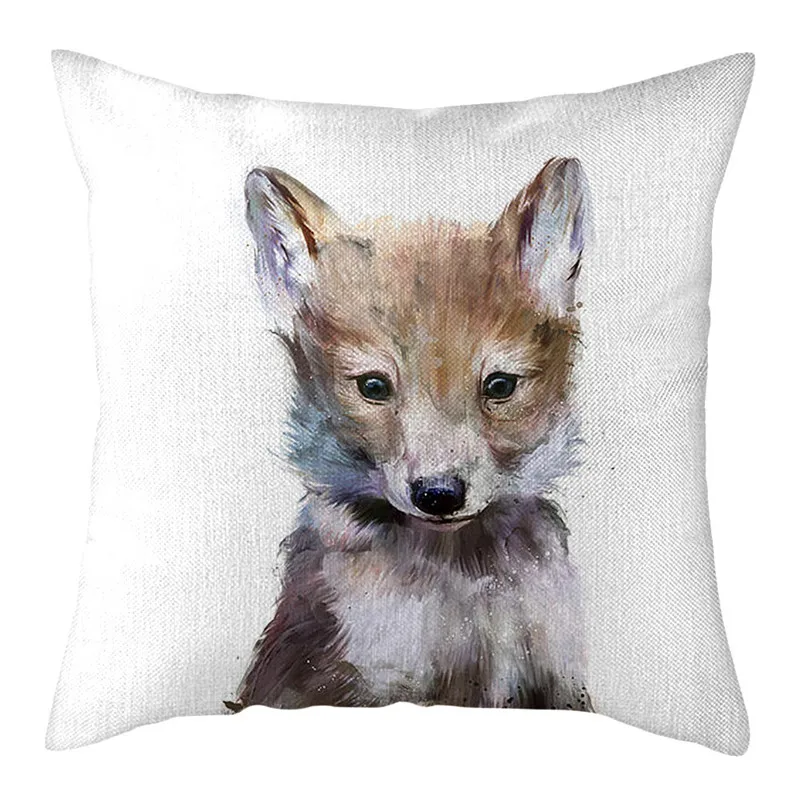 

Nanacoba Bear Pig Owl Printed Pillow Cover Linen Deer Animals Cushion Cover for Home Sofa Car Decorative Pillowcases 45x45cm