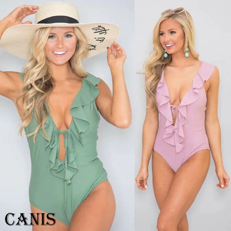 Женские бандажные костюмы цельные с высокой талией v-образным вырезом воротником