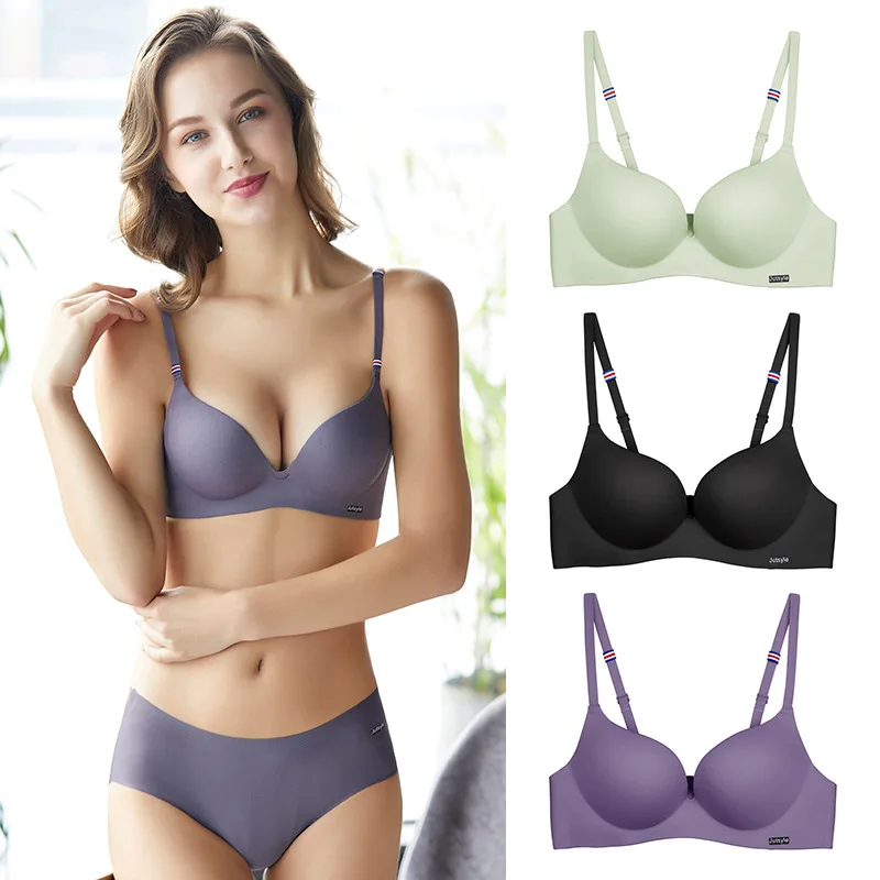 

Gathering Push Up Bra Ice Silk Brassiere Sexy Lingerie Ladies Underwear Wireless Bralette Seamless Padded Bra For Teenage Girls