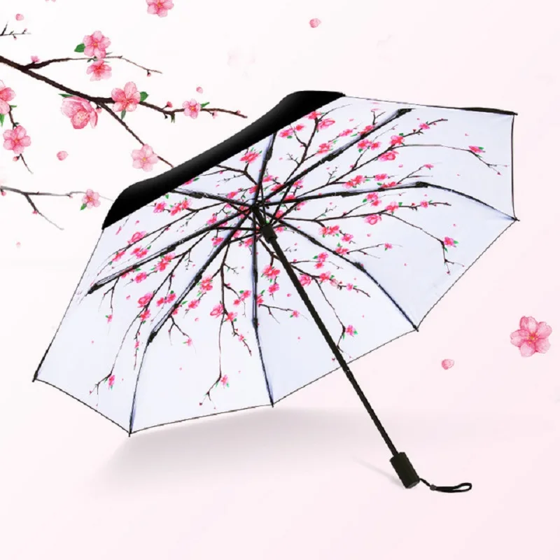 Зонт с цветами вишни водонепроницаемый складной зонт защитой от солнца дождя УФ