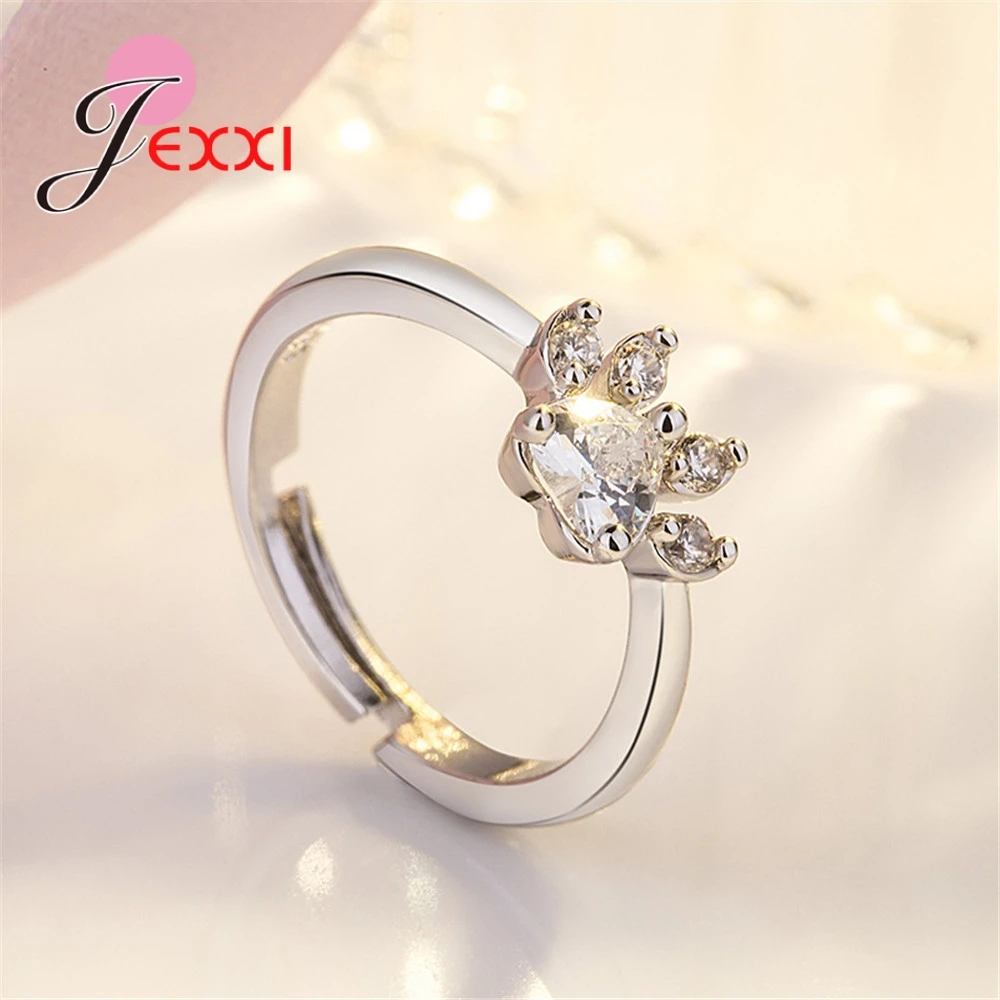 Кольцо регулируемое из серебра 925 пробы с фианитом | Украшения и аксессуары