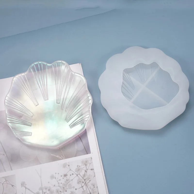 

Контейнер для хранения в форме ракушки, искусственная кожа, эпоксидная смола, форма для украшений, симпатичная силиконовая смола ручной раб...