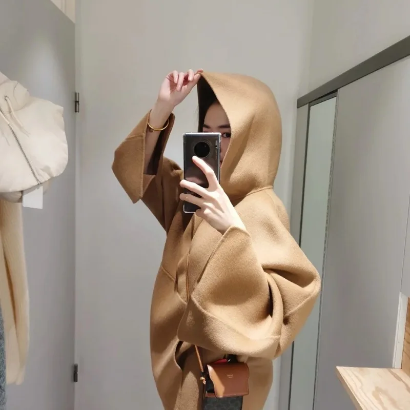 Осень-зима 2021 новый двусторонний свитер с капюшоном женское свободное шерстяное