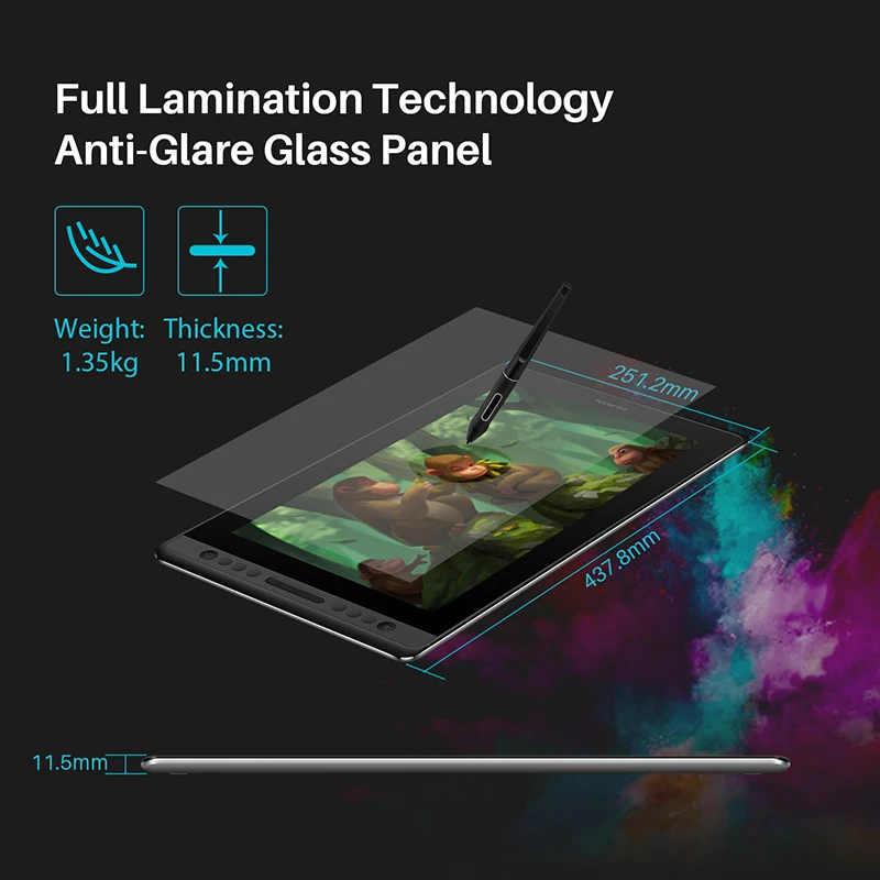Huion Kamvas Pro 16 цифровой планшет без батареи ручка дисплей графический планшет монитор для рисования с наклоном стекло AG