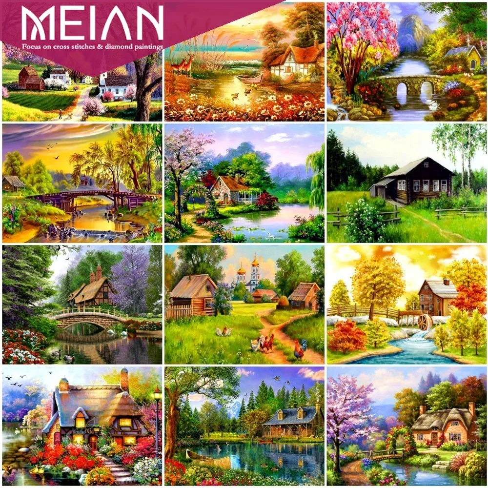 2020 г. MEIAN Весенняя Мозаика из страз полная круглая вышивка украшение для