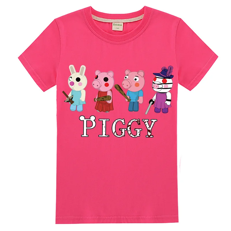 

Kids summer boys and girls short-sleeved T-shirt Robloxing cute piggy cartoon children's sports tops youth children's clothing