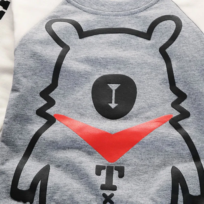 Cartoon Bear Kids Boys Sweatshirt Sweatpants Long Sleeve Clothes Sets Patchwork Fashionable Children's Wear Spring Autumn Outfit | Детская