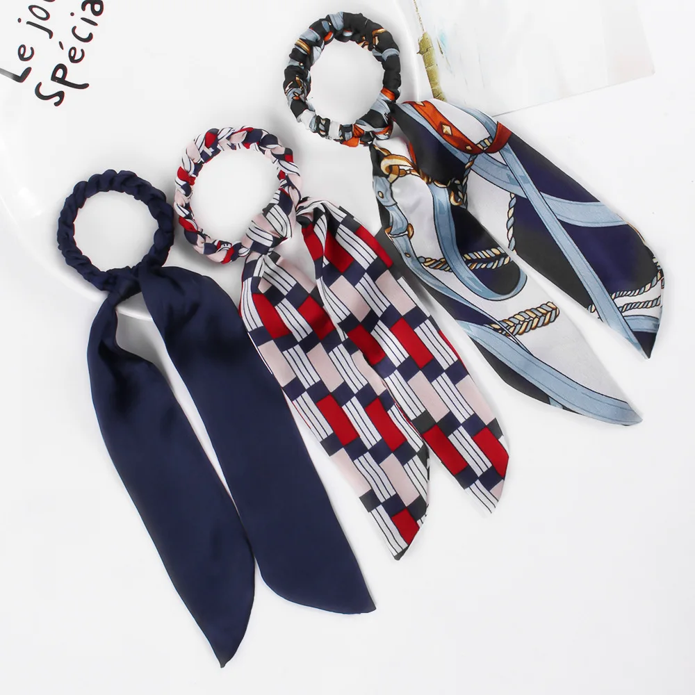 Галстуки для волос с цветочным принтом ленты эластичные Винтажный Длинный шарф в