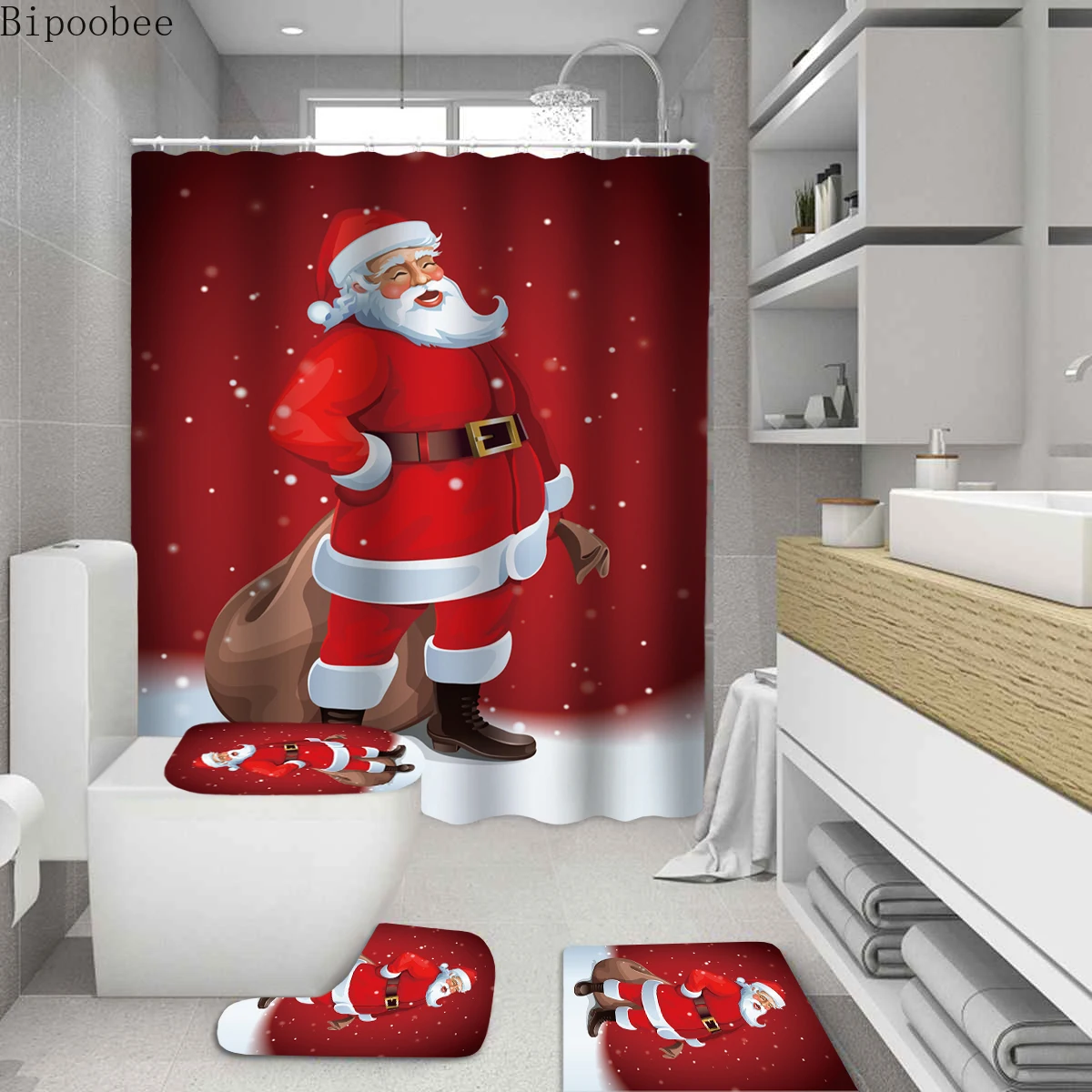 Счастливого Рождества Ванная комната комплект принт снеговик Дед Мороз Санта