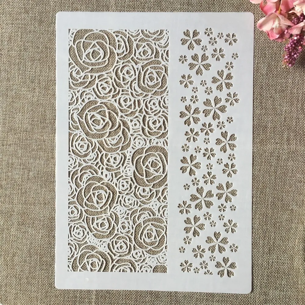 

A4 29cm Rectangle Frame Rose Plum DIY Layering Stencils Wall Painting Scrapbook Coloring Embossing Album Decorative Template