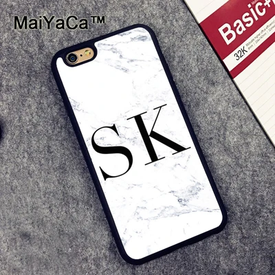 376 MaiYaCa монограмма индивидуальный мрамор инициалы задняя крышка Fundas для iPhone XR XS Max X 11 Pro MAX 6 6S 7 8 Plus 5S чехол - Цвет: 376
