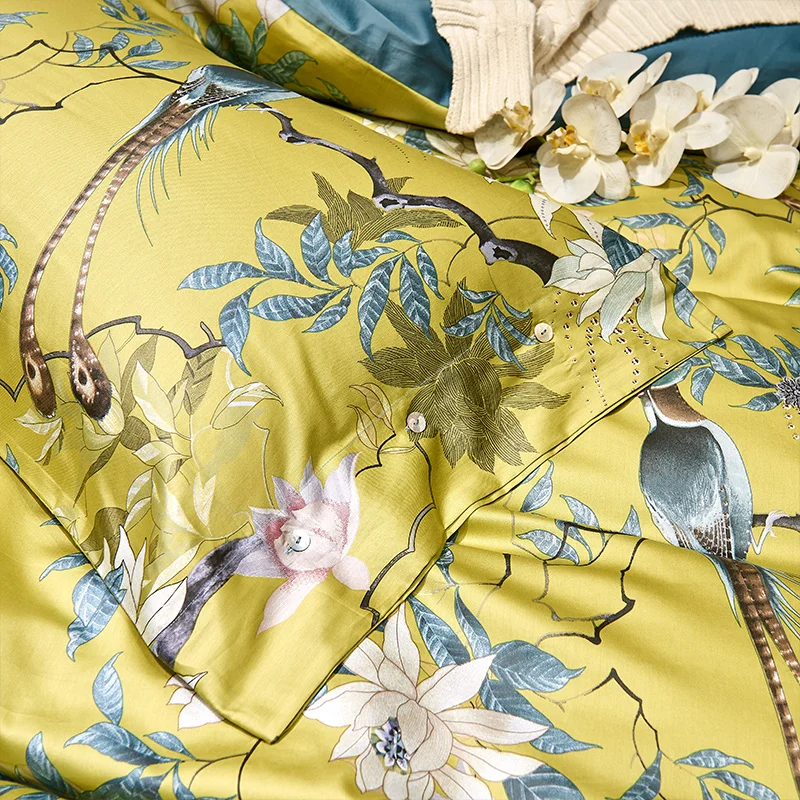 HD printed Birds Branch Premium 2021 cotton Silky Soft Duvet Cover Family size US King Queen Size Bedding Set 4/6Pcs | Дом и сад