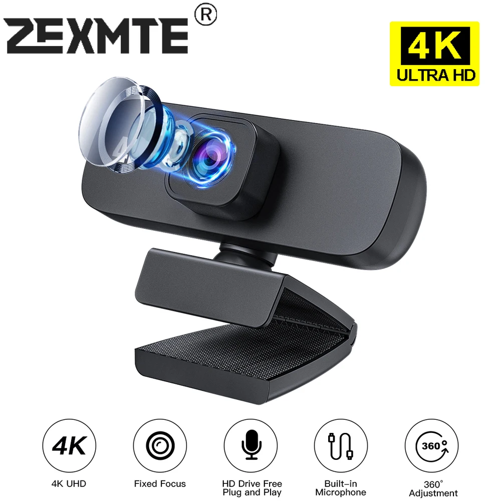 Веб-камера 4K Веб-камера 2K для ПК Компьютер Full HD 1080P Мини-USB-камера с микрофоном Потоковое видео Вызов конференции Работа в прямом эфире - изображение