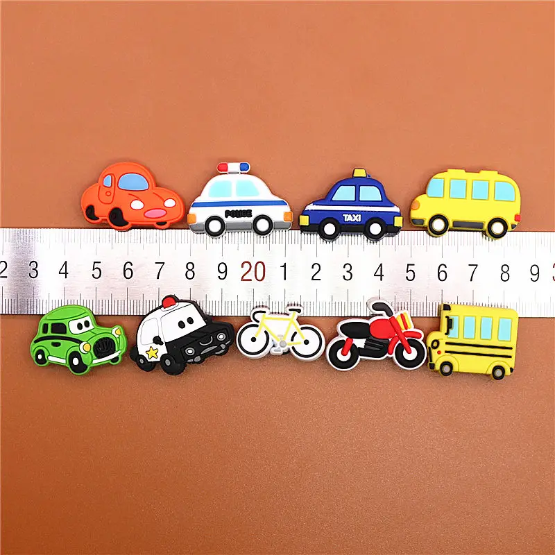 Single Sale 1pcs Shoe Charms Car/Motorcycle/Taxi/Minibus/Bike Shoe Accessories Shoe Buckle Decorations Fit Croc JIBZ Kid's X-mas