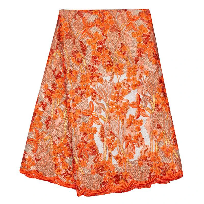 Вышитая африканская сетчатая кружевная ткань с сетчатым тиснением в паре