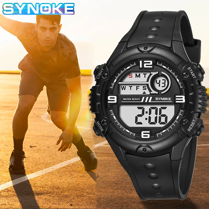 

SYNOKE студенческие электронные часы световой Водонепроницаемый, многофункциональные, для мальчиков спортивные часы светодиодный с цифровым...
