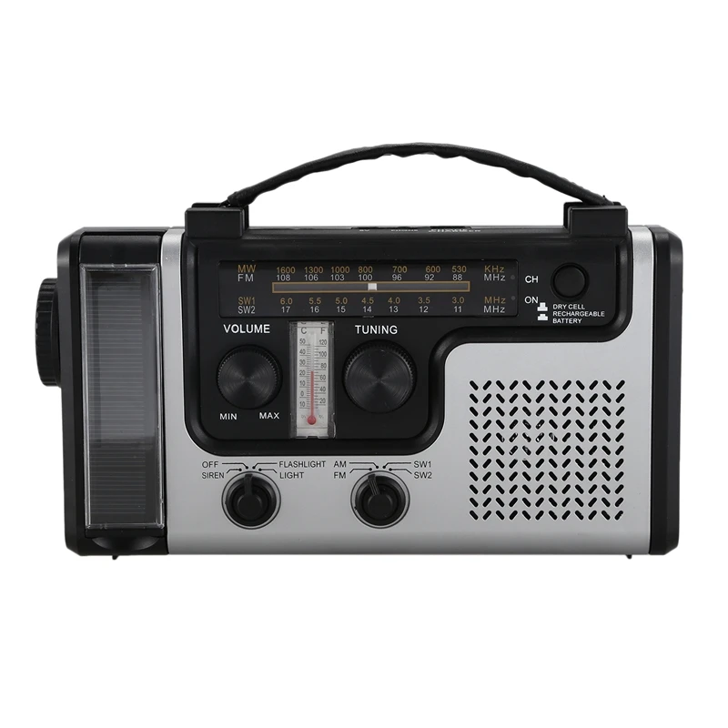 Outdoor Multifunctional Solar Radio Portable FM/AM Built-in Speaker Support LED Emergency Flashlight Table Lamp Thermomete | Электроника