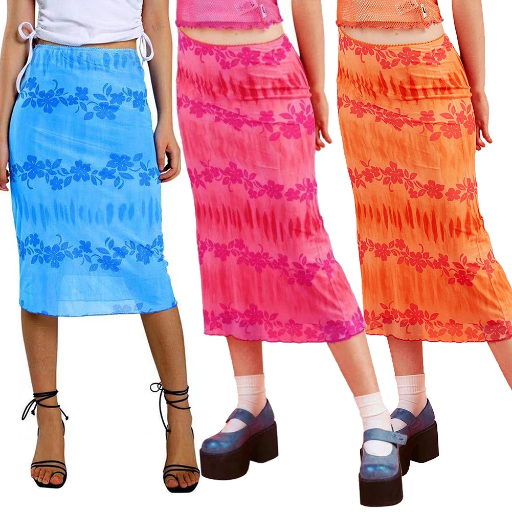 YiYiMiYu модные летние женские пляжные повседневные юбки в стиле бохо оранжевые Юбки