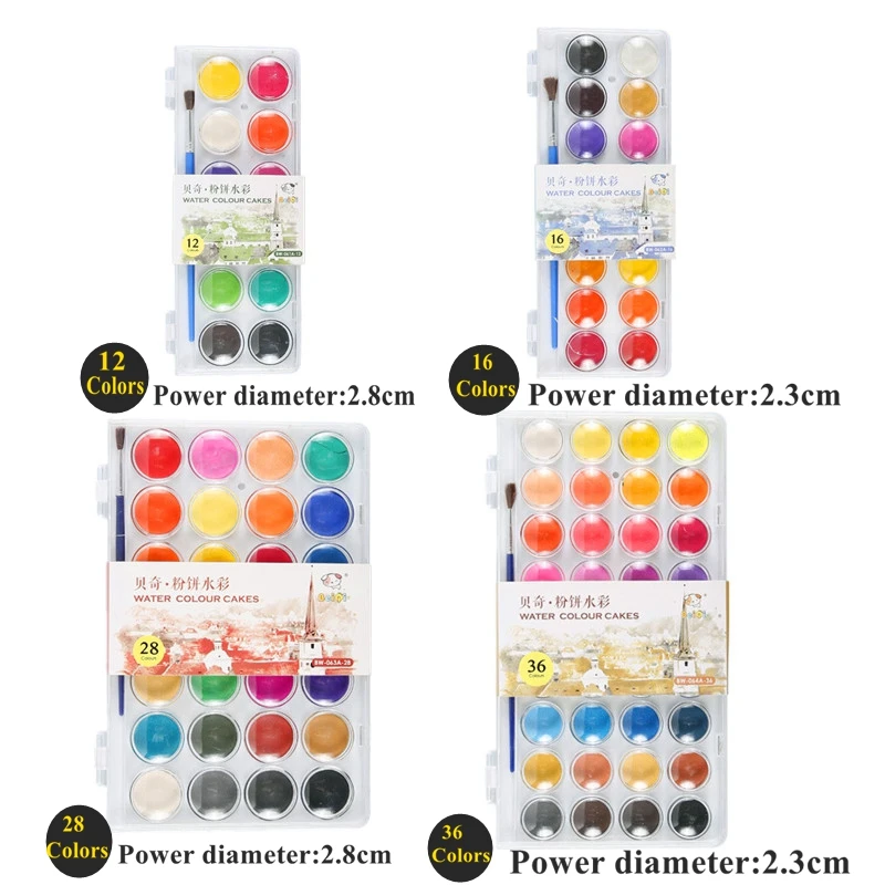 Акварельные краски в наборе 12/16/28/36 цветов Набор для творчества с ручкой воды