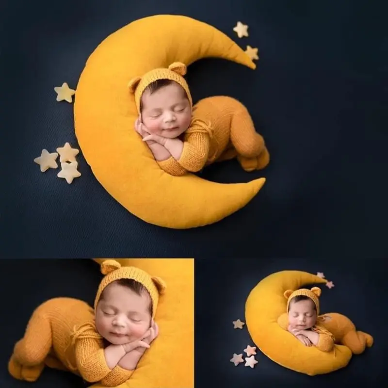 

Реквизит для фотосъемки новорожденных Детская шляпа позирует Бобы + подушка Луны + звезды 6 штук реквизит для младенцев аксессуары для фотос...
